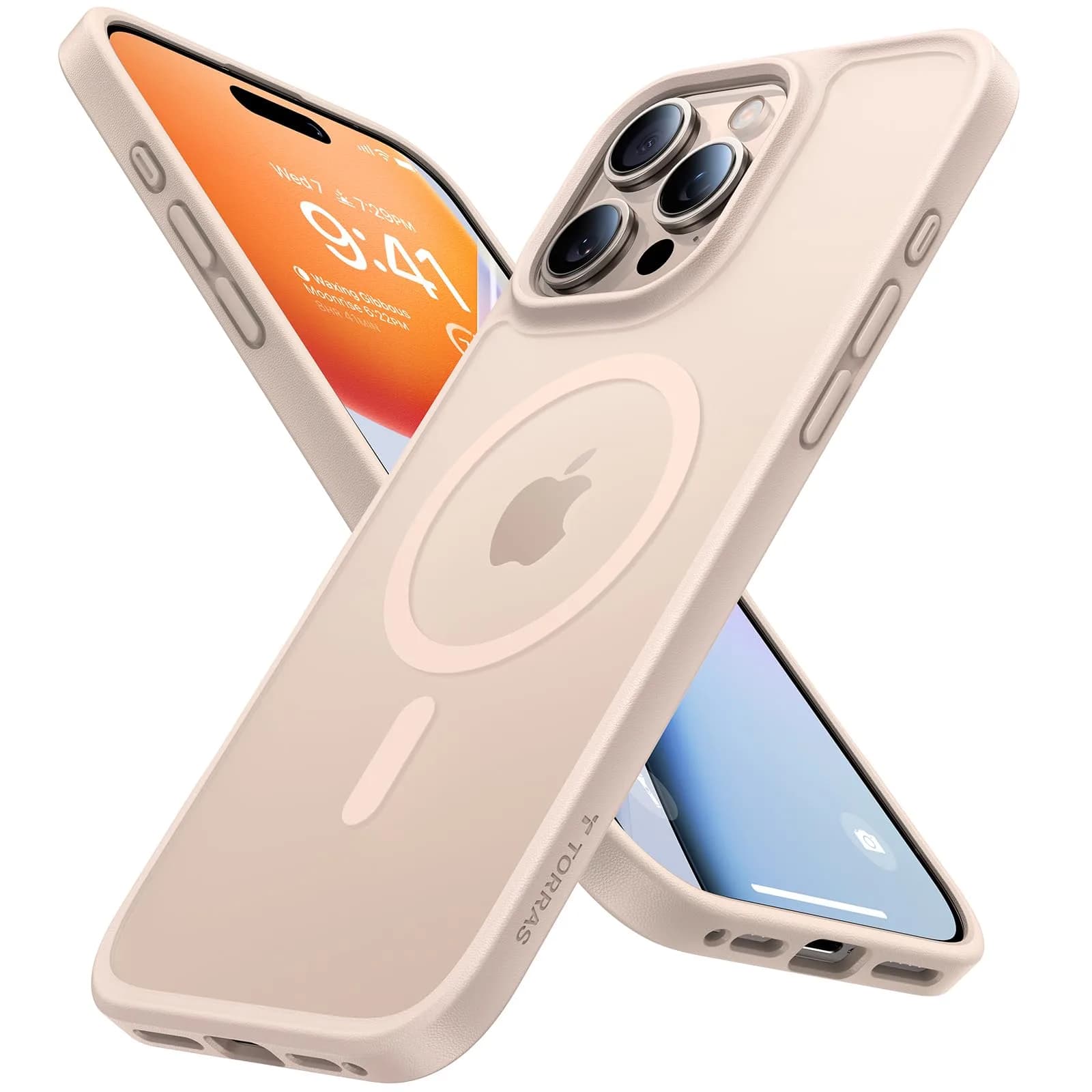 TORRAS Magnetic Shockproof Case for iPhone 16 Pro Max, Desert Titanium White | Military-Grade Drop Tested