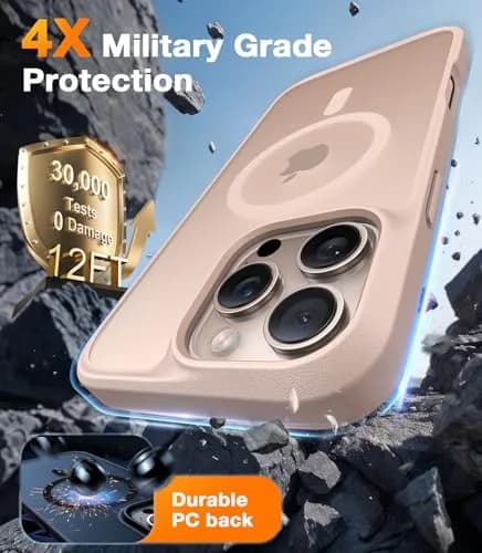 TORRAS Magnetic Shockproof Case for iPhone 16 Pro Max, Desert Titanium White | Military-Grade Drop Tested thumbnail 4