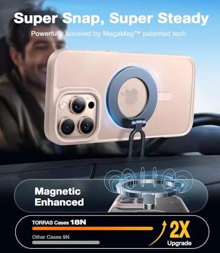 TORRAS Magnetic Shockproof Case for iPhone 16 Pro Max, Desert Titanium White | Military-Grade Drop Tested thumbnail 3