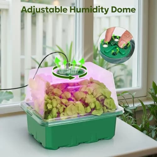 MIXC Green 6 Pack Seed Starter Kit with Grow Light & Humidity Dome | Indoor & Outdoor Plant Germination thumbnail 5