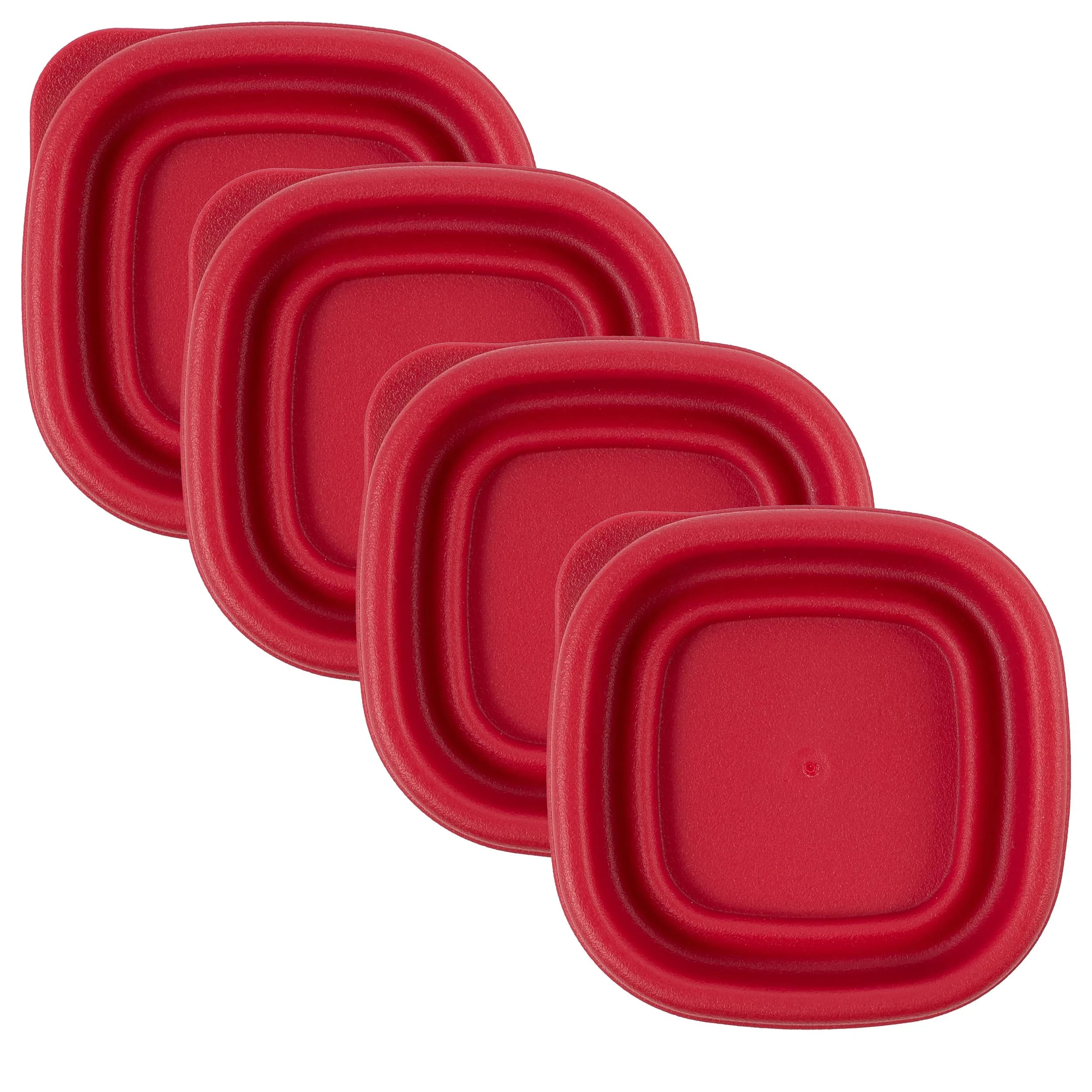 MRX Solutions Replacement Lids for Rubbermaid 1/2-Cup Food Storage Containers, 2 5/8-Inch, BPA-Free, 4-Pack, Red - main product image