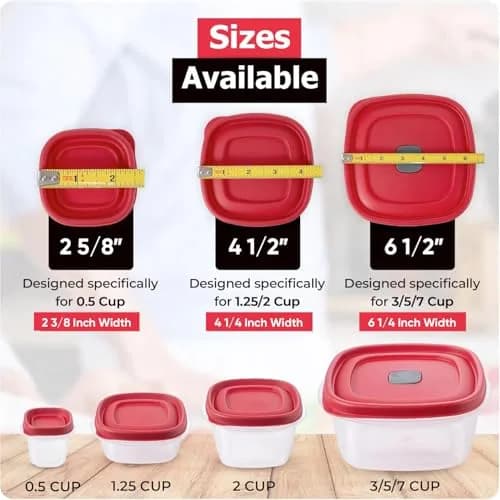 MRX Solutions Replacement Lids for Rubbermaid 1/2-Cup Food Storage Containers, 2 5/8-Inch, BPA-Free, 4-Pack, Red thumbnail 2