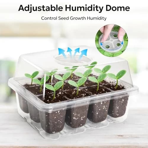 MIXC 10 Pack Seed Starter Tray Kit with Humidity Dome & 120 Cells | Reusable Seedling Propagation Trays with Drainage & Adjustable Vent thumbnail 3