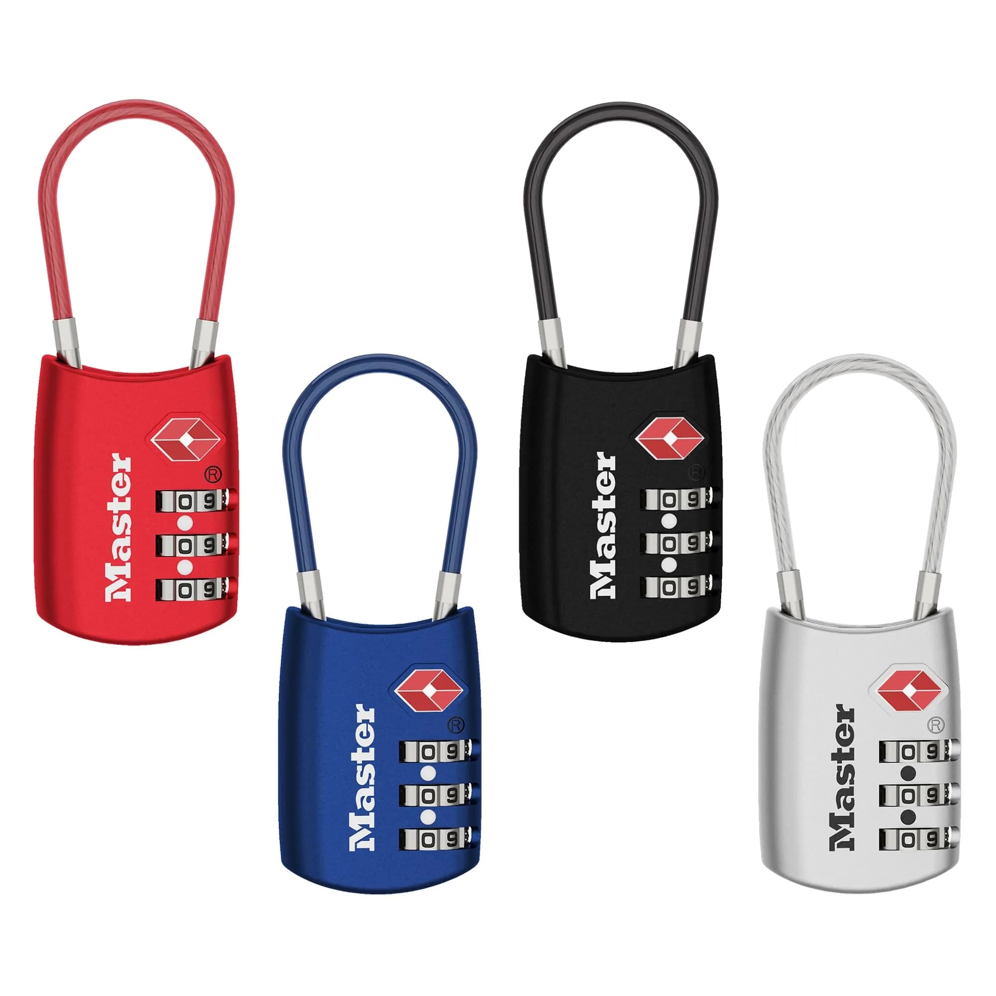 Master Lock TSA Approved Combination Luggage Lock 4-Pack | Resettable 3-Digit Lock for Suitcases & Backpacks - main product image