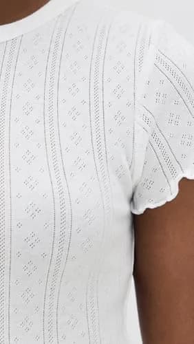 DAZE Lily Tee White Hot XL | Fitted Cotton T-Shirt with Lettuce Hem (XL, 100% Cotton) thumbnail 6