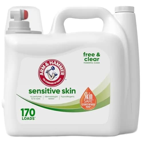 ARM & HAMMER Sensitive Skin Free & Clear Liquid Laundry Detergent | Gentle on Skin, Powerful on Dirt, 170 Fl Oz thumbnail 1