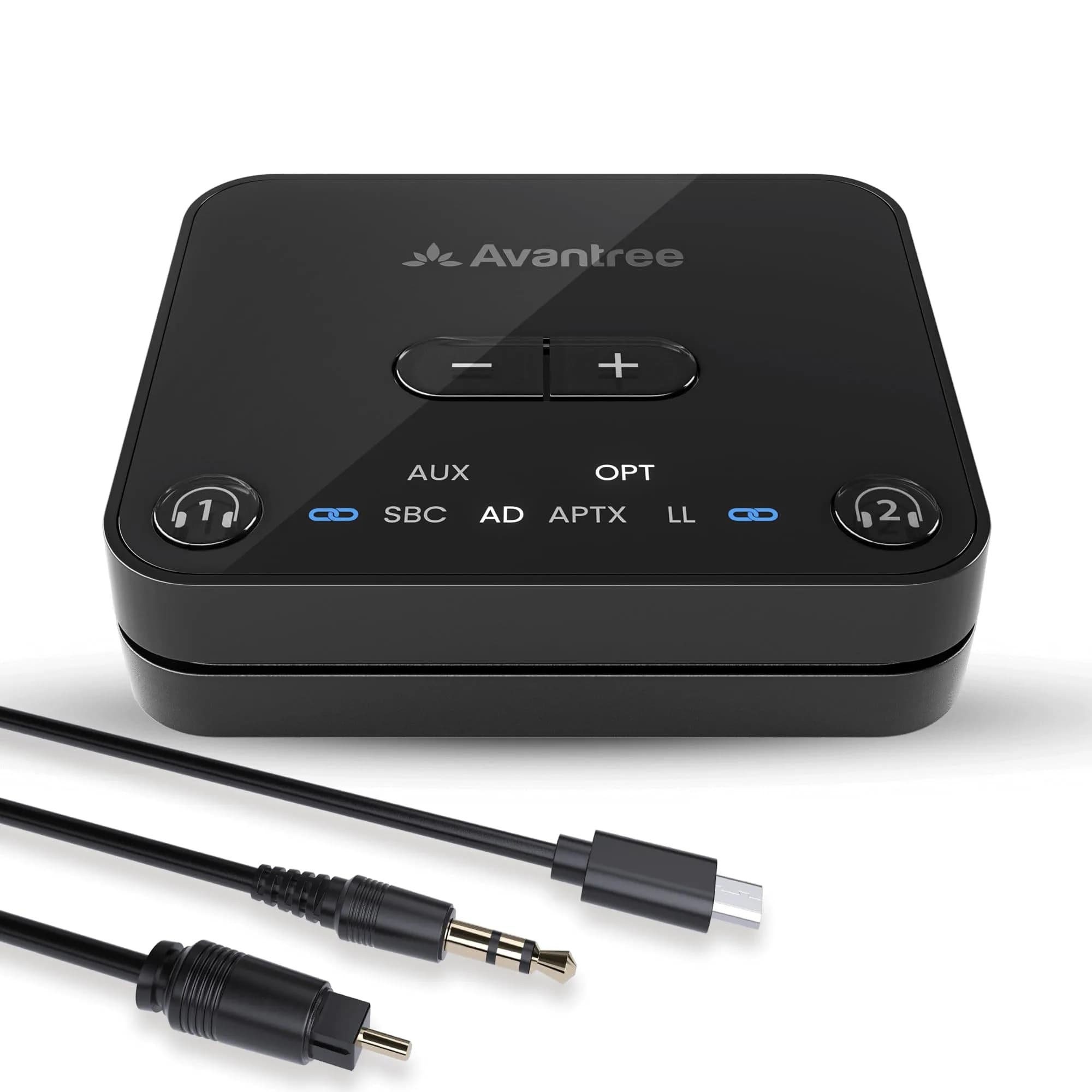 Avantree Audikast 3 Bluetooth TV Transmitter for 2 Headphones | 100ft Range, aptX-Adaptive, Optical & AUX Input - main product image