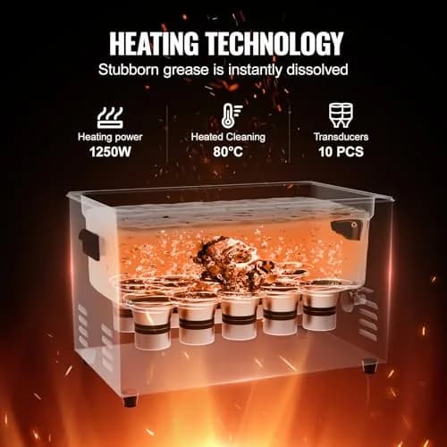 VEVOR 30L Ultrasonic Cleaner 600W Digital Cleaning Machine with Heater & Degassing 13.0 x 12.6 x 22.4 inches | Industrial Ultrasound Cleaner for Jewelry Tools thumbnail 3