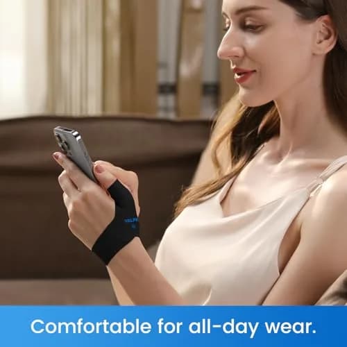 Velpeau Elastic Thumb Wrist Support Brace (Pack of 2) Medium | Thin Layer Compression Sleeve for Arthritis, Tendonitis, Sprains thumbnail 5
