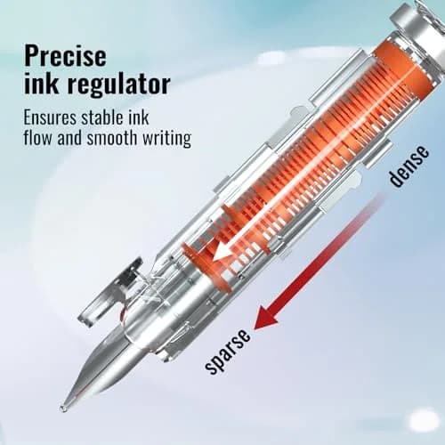 WRITECH Clictek Retractable Fountain Pen Set: Blue Ink Medium Nib, Transparent Barrel, 5 Ink Cartridges | Smooth Writing, No Leaking thumbnail 5