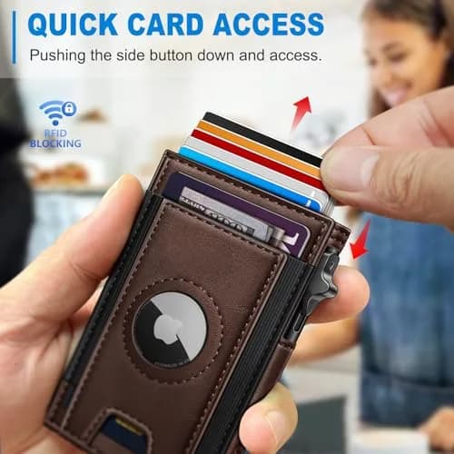 miyozi Airtag Wallet for Men, Slim Pop Up Credit Card Holder RFID Blocking Mens Minimalist wallet for 7-9 Cards ID Window thumbnail 6