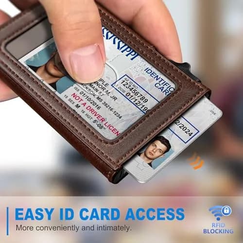 miyozi Airtag Wallet for Men, Slim Pop Up Credit Card Holder RFID Blocking Mens Minimalist wallet for 7-9 Cards ID Window thumbnail 7
