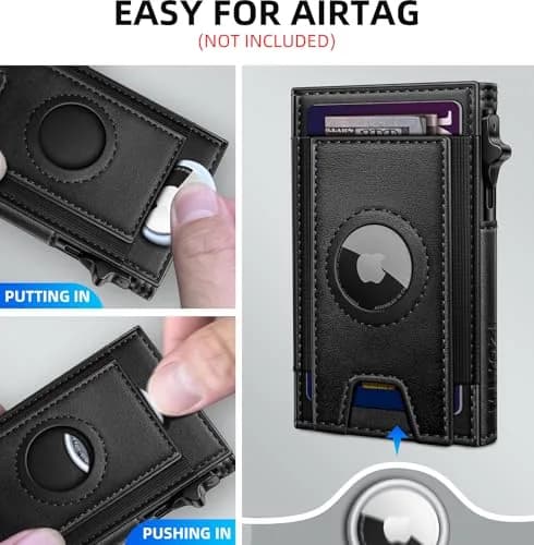 miyozi Airtag Wallet for Men, Slim Pop Up Credit Card Holder RFID Blocking Mens Minimalist wallet for 7-9 Cards ID Window thumbnail 5