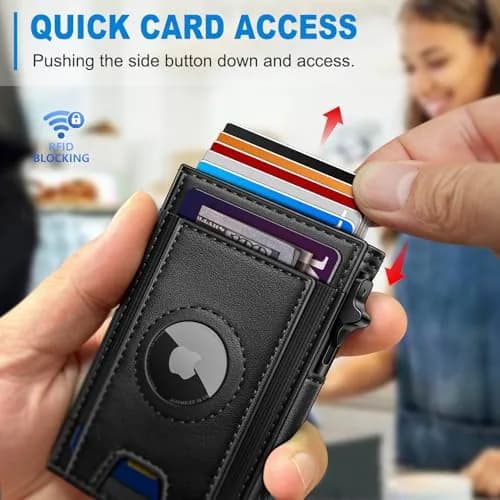 miyozi Airtag Wallet for Men, Slim Pop Up Credit Card Holder RFID Blocking Mens Minimalist wallet for 7-9 Cards ID Window thumbnail 6