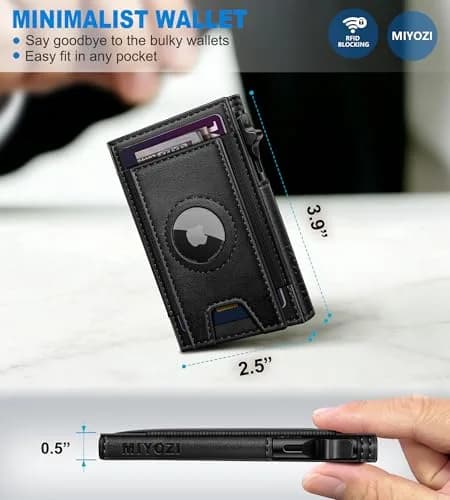 miyozi Airtag Wallet for Men, Slim Pop Up Credit Card Holder RFID Blocking Mens Minimalist wallet for 7-9 Cards ID Window thumbnail 3