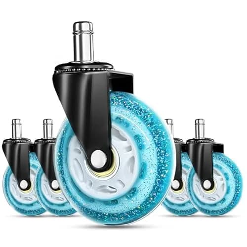 RidRed Heavy-Duty Office Chair Wheels 7.62 cm (3 Inch) Sparkling Sky Blue | Smooth Rolling, Noise-Free, Universal Fit thumbnail 1