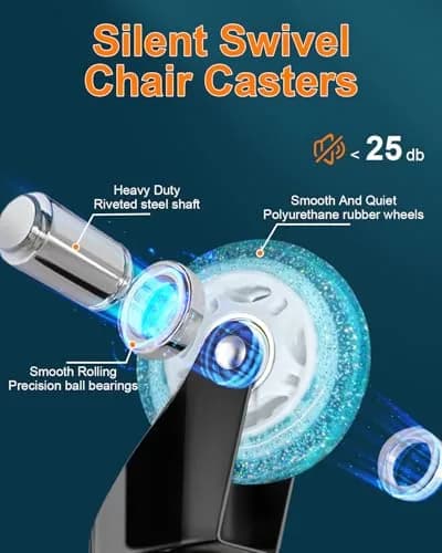 RidRed Heavy-Duty Office Chair Wheels 7.62 cm (3 Inch) Sparkling Sky Blue | Smooth Rolling, Noise-Free, Universal Fit thumbnail 2