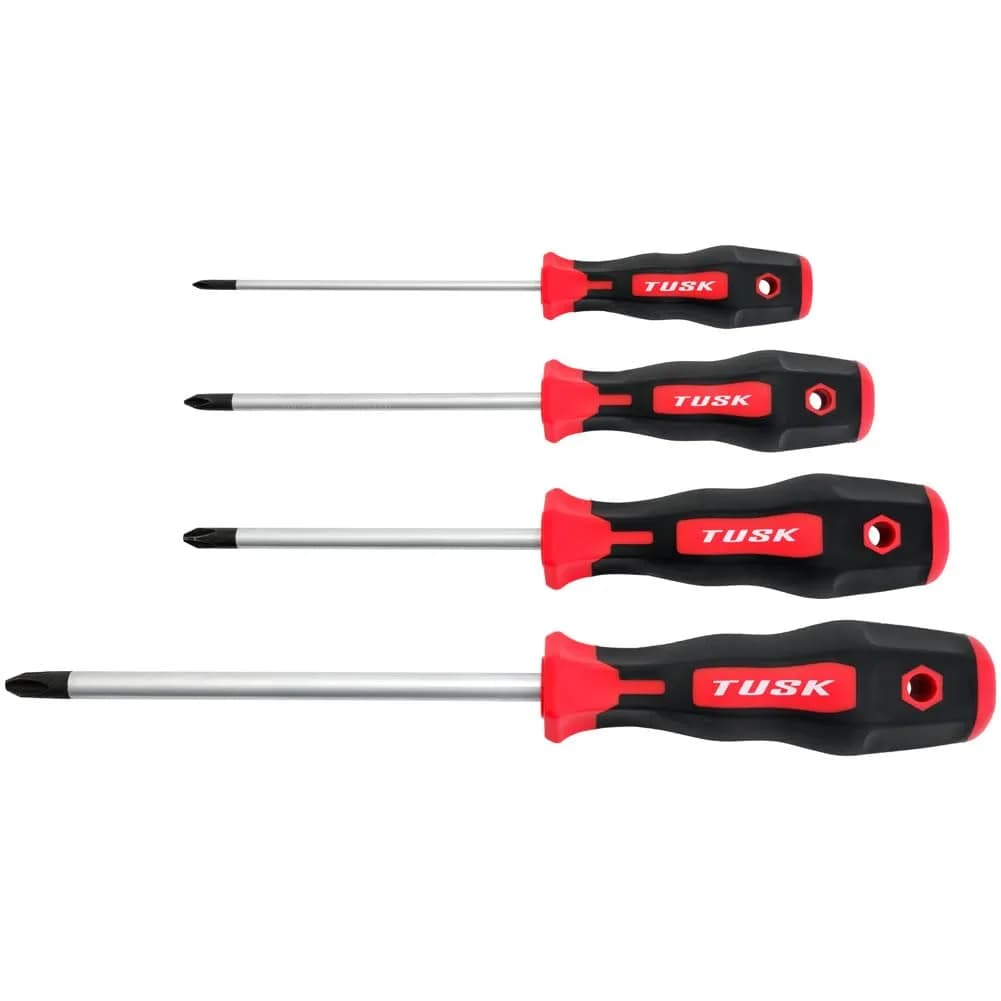 TUSK JIS Screwdriver Set 4 Piece #0, #1, #2, #3 | Magnetic Tips & Ergonomic Grips - main product image