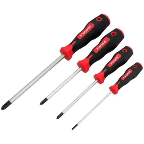 TUSK JIS Screwdriver Set 4 Piece #0, #1, #2, #3 | Magnetic Tips & Ergonomic Grips thumbnail 6