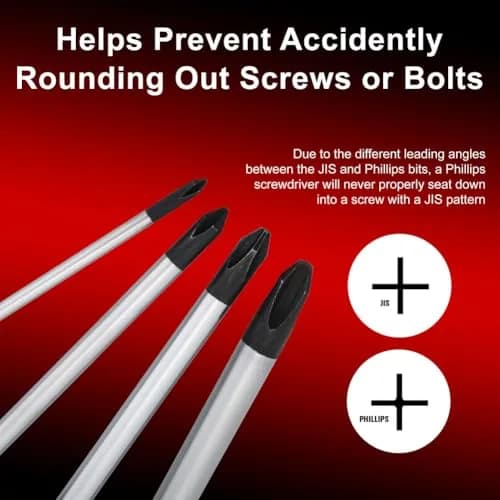 TUSK JIS Screwdriver Set 4 Piece #0, #1, #2, #3 | Magnetic Tips & Ergonomic Grips thumbnail 3