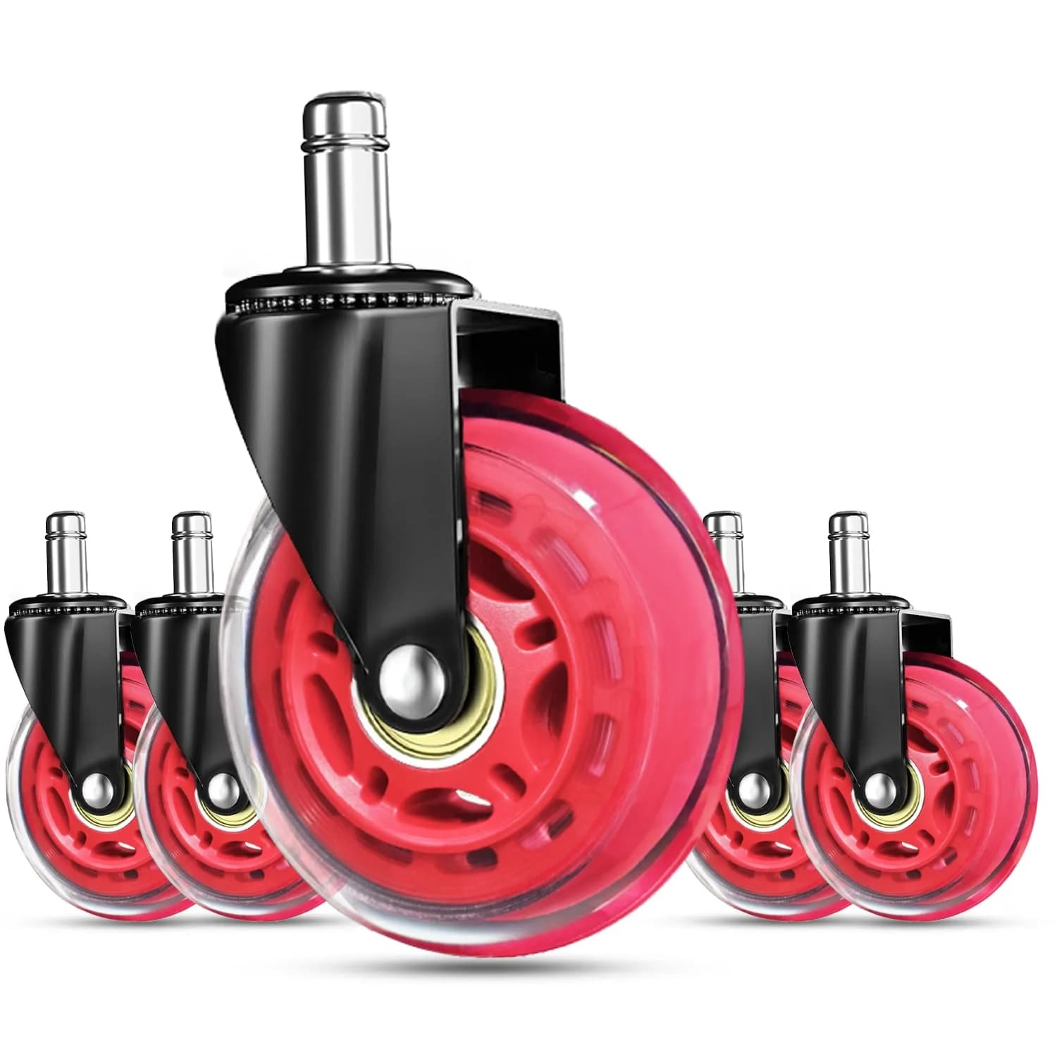 RidRed Heavy-Duty Office Chair Wheels 7.62 cm (3 Inch) Sparkling Sky Blue | Smooth Rolling, Noise-Free, Universal Fit — Red