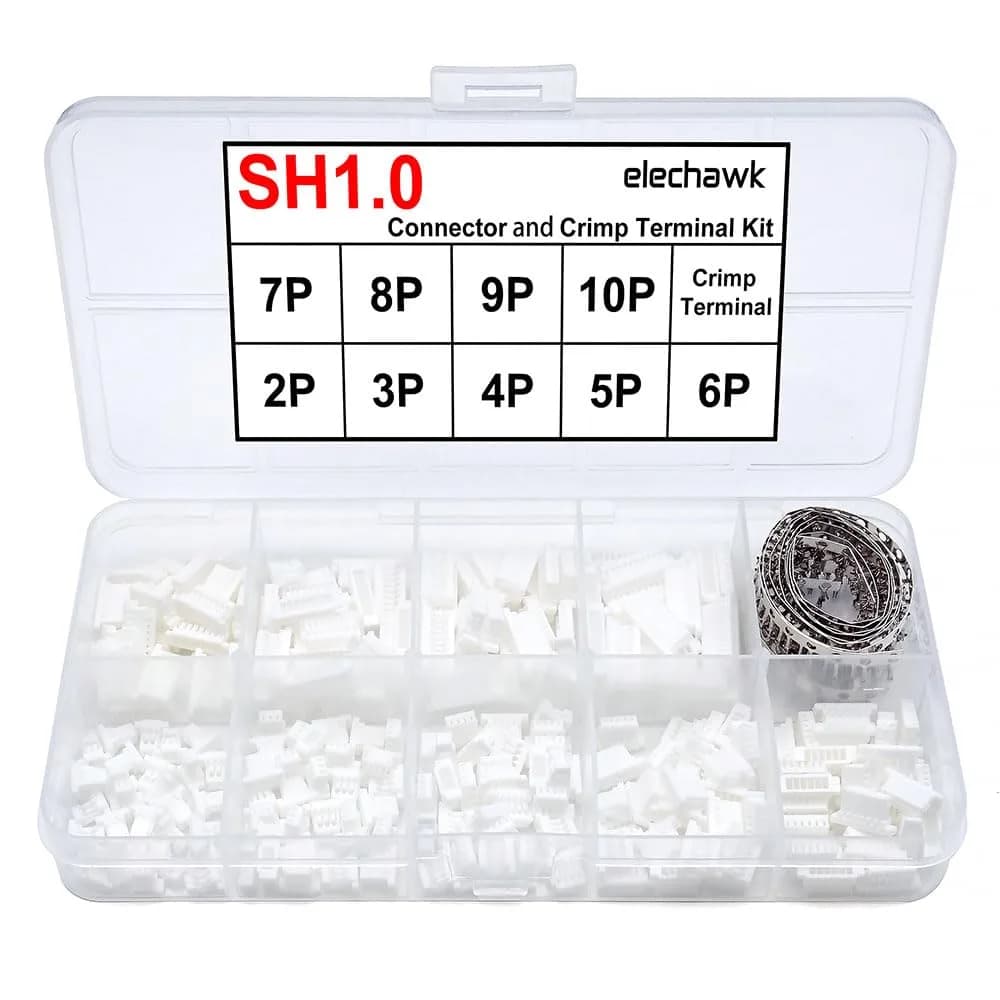 elechawk Connectors & Crimp Terminal Kit for Flight Controllers | 1.0mm Pitch, Compatible with JST SH, 25+25+25+25+25+25+25+20+20pcs - main product image