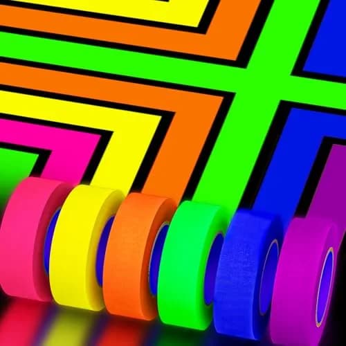 SWRT Neon Gaffer Cloth Tape 6 Rolls, 0.6 in x 16.5 Ft Each | UV Reactive for Parties & Decor thumbnail 1