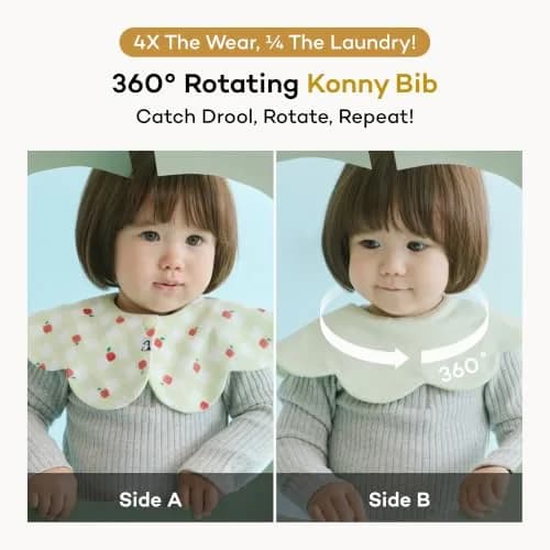Konny Baby Bibs for Drooling Boys & Girls, Super Absorbent Quick Dry 5-Pack | 360° Rotating, Reversible, Snap Closure thumbnail 2