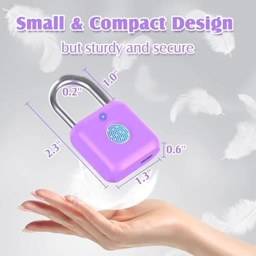 Pothunder Fingerprint Padlock, Smart Lock, Locker Lock, APP Unlock, USB Rechargeable, Lavender Purple | High Recognition Rate thumbnail 6