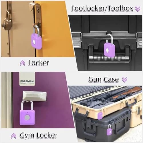 Pothunder Fingerprint Padlock, Smart Lock, Locker Lock, APP Unlock, USB Rechargeable, Lavender Purple | High Recognition Rate thumbnail 9
