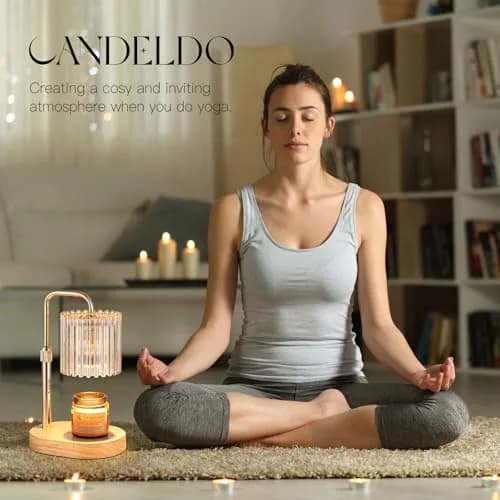 Candeldo Candle Warmer Lamp with Timer: Amber Metal & Glass, Adjustable Height, Safe & Smoke-Free thumbnail 7