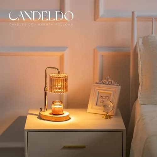 Candeldo Candle Warmer Lamp with Timer: Amber Metal & Glass, Adjustable Height, Safe & Smoke-Free thumbnail 2