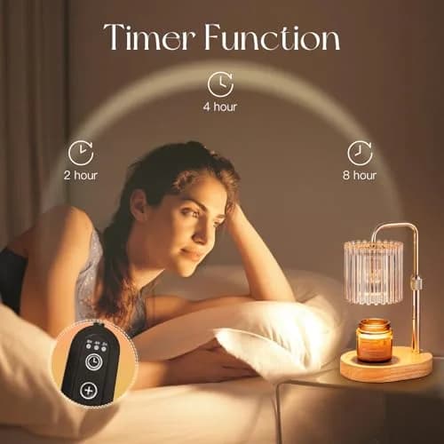 Candeldo Candle Warmer Lamp with Timer: Amber Metal & Glass, Adjustable Height, Safe & Smoke-Free thumbnail 3
