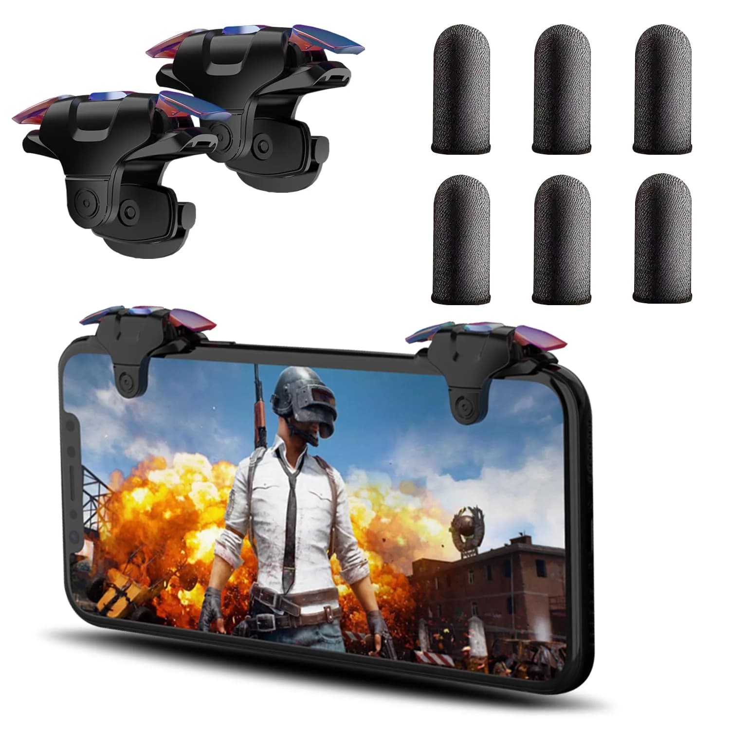 GOFOYO CK3 Mobile Triggers with 3 Pair Finger Sleeves | Responsive Gaming Controller for iPhone & Android Phones