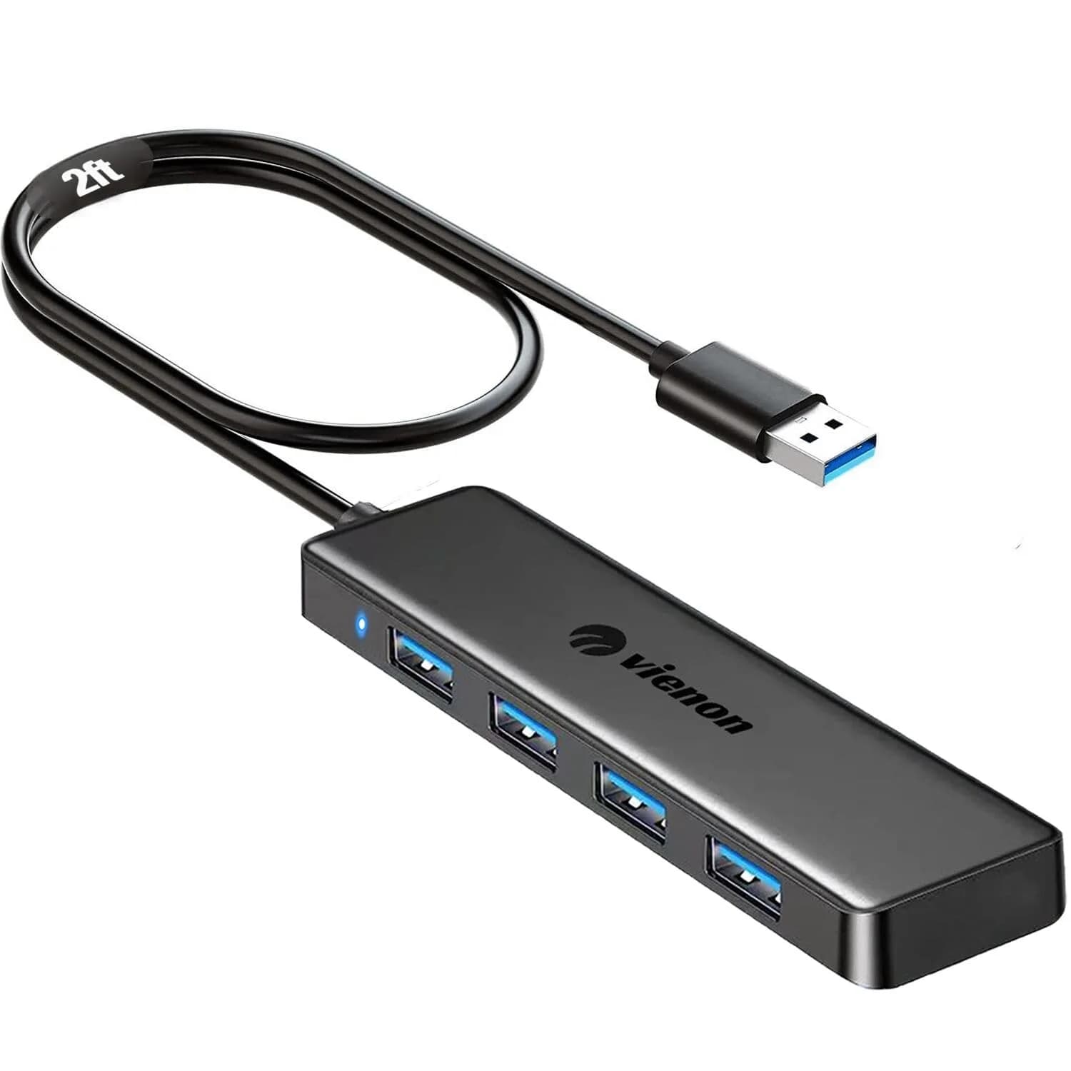 VIENON USB 3.0 Hub 4-Port 5Gbps | 12.7 cm (0.5 in) Slim Body, Plug & Play