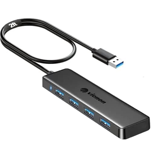 VIENON USB 3.0 Hub 4-Port 5Gbps | 12.7 cm (0.5 in) Slim Body, Plug & Play thumbnail 1