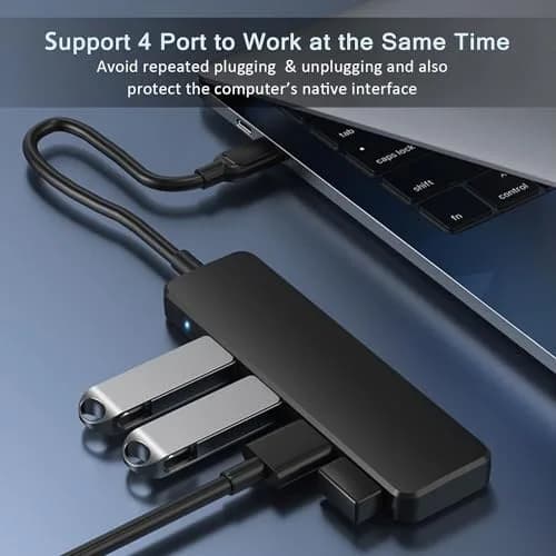 VIENON USB 3.0 Hub 4-Port 5Gbps | 12.7 cm (0.5 in) Slim Body, Plug & Play thumbnail 2