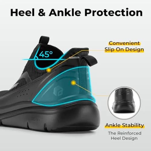 FitVille Men's Extra Wide Slip-On Walking Shoes with Arch Support & Step Ease V2 - 13 X-Wide, Jet Black | Hands-Free Comfort for Foot Pain Relief thumbnail 7