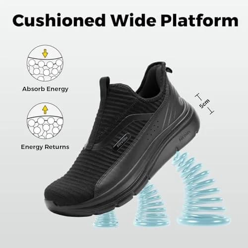 FitVille Men's Extra Wide Slip-On Walking Shoes with Arch Support & Step Ease V2, Size 15 Wide (38.1 cm / 15 in) | Pain Relief Sneakers thumbnail 5