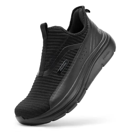 FitVille Men's Extra Wide Slip-On Walking Shoes with Arch Support | 26.9cm (11.5 X-Wide) Jet Black thumbnail 1