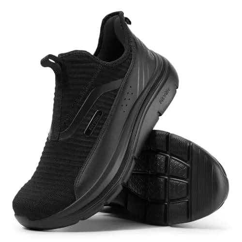 FitVille Men's Extra Wide Slip-On Walking Shoes with Arch Support | 26.9cm (11.5 X-Wide) Jet Black thumbnail 8