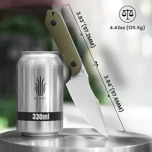 Kizer Harpoon Fixed Blade Knife 3.84” D2 Steel | Compact EDC Hunting Knife with Sheath thumbnail 5