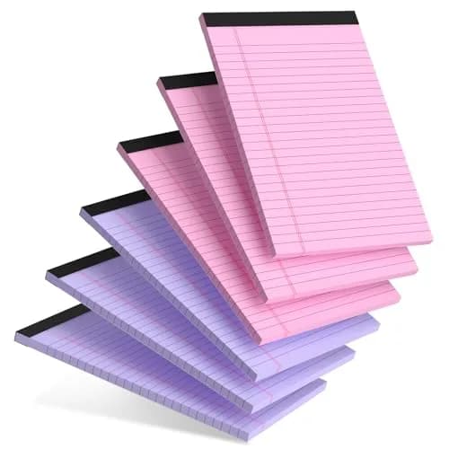 AILZFEI Pink Purple Small Legal Pad 5 x 8 Inch 6 Pack | College Ruled Paper Notepads with Sturdy Back thumbnail 1