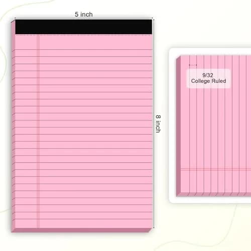 AILZFEI Pink Purple Small Legal Pad 5 x 8 Inch 6 Pack | College Ruled Paper Notepads with Sturdy Back thumbnail 2