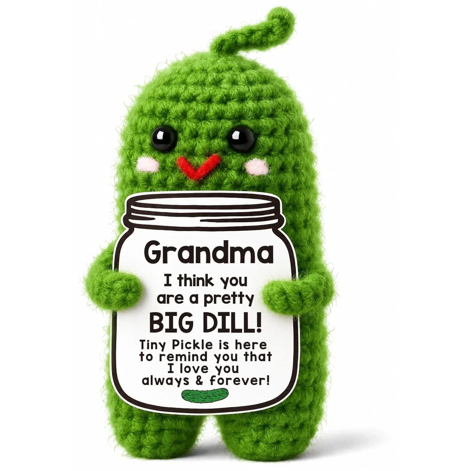 MAMAGIFTREE Handmade Crochet Pickle Plush - Daughter & Hoppy Easter - 4 inch (10.16 cm) — Grandma