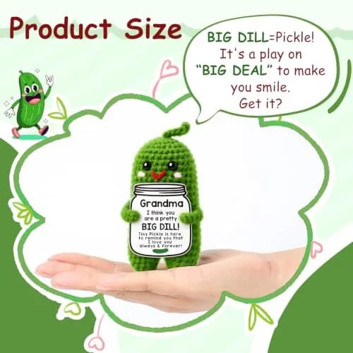 MAMAGIFTREE Crochet Emotional Support Pickle Plush Figure | Handmade Gift for Grandma, 4 inches thumbnail 5