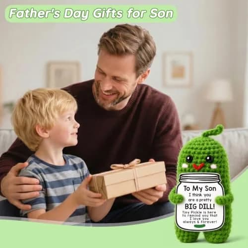 MAMAGIFTREE Handmade Crochet Pickle Plush Toy for Son - 5cm (2 inches) | "Pretty BIG DILL" Birthday Gift thumbnail 4