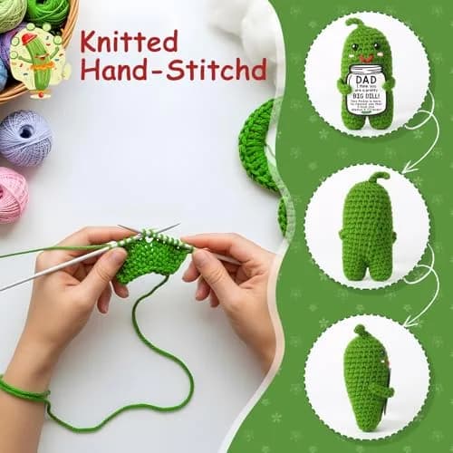 MAMAGIFTREE Handmade Crochet Emotional Support Pickle Dad Gift | 10 cm (4 inches) thumbnail 3