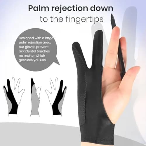 Kortimu Artist Drawing Glove: 3-Layer Palm Rejection for iPad & Tablets | Ambidextrous Fit, Breathable, 2-Pack thumbnail 3