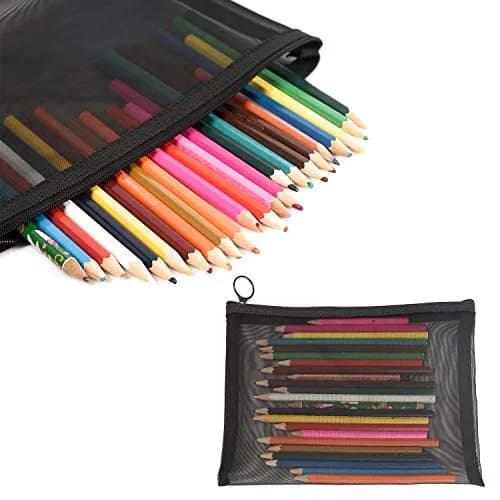 patu Zipper Mesh Bags Set of 5 (XS/S/M/L & Long Pouch) Black | Lightweight Travel Toiletry Organizer thumbnail 8